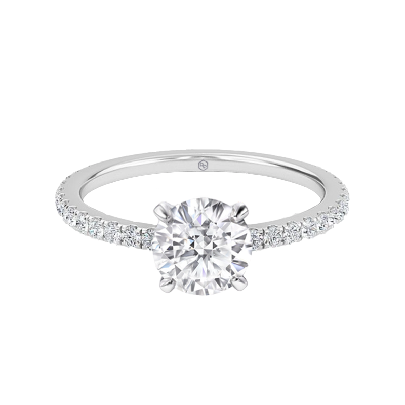 1ct ソリティア ラウンド ハーフダイヤモンド エンゲージメント リング