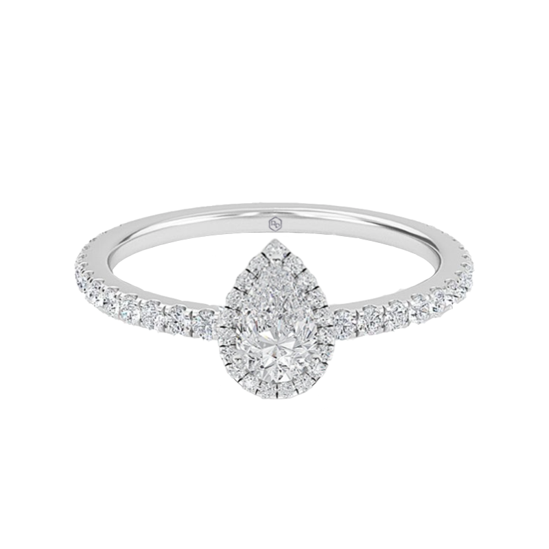 0.8ct ハローラブ ペア ハーフダイヤモンド エンゲージメント リング