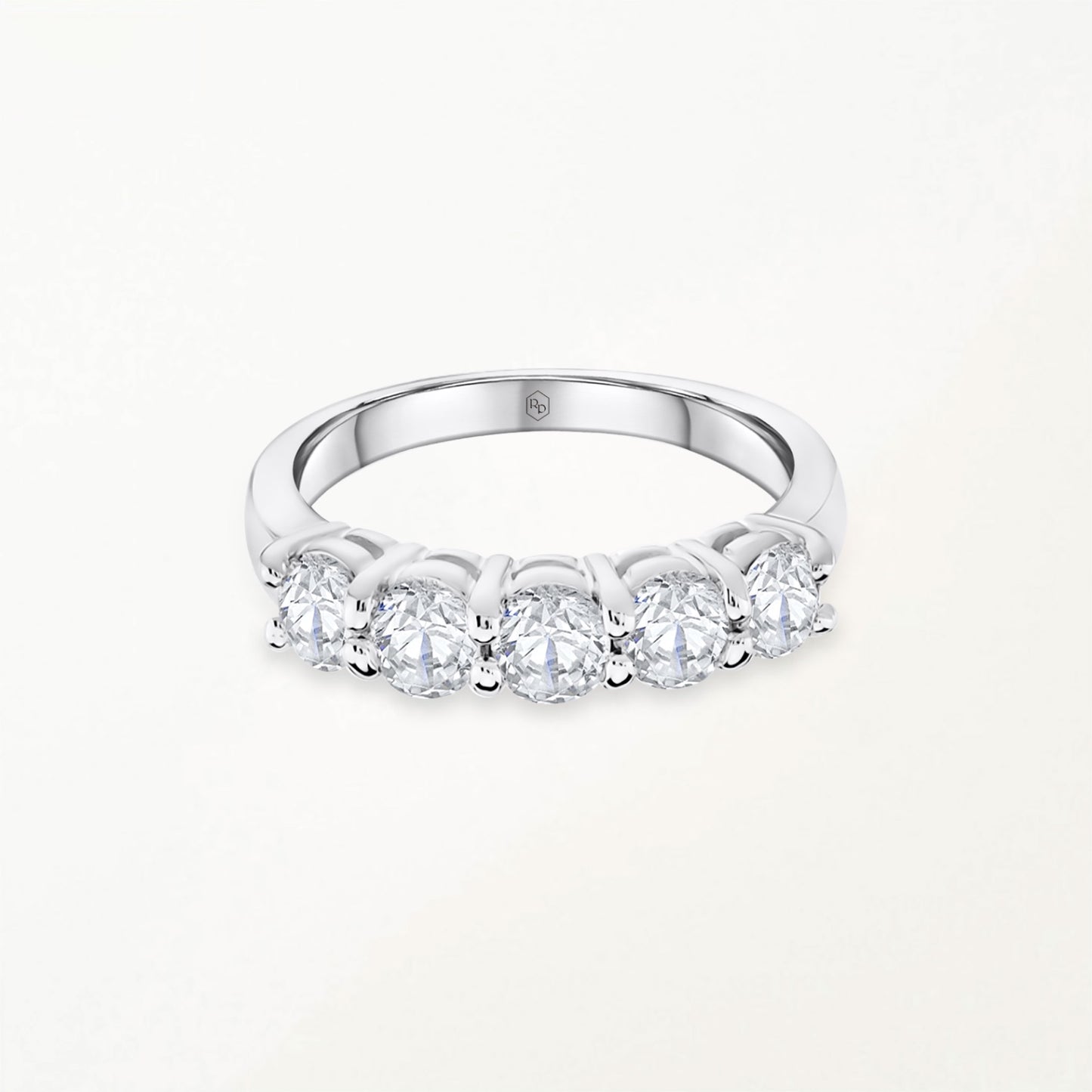 1ct プロング ラウンド ハーフダイヤモンド ウェディングバンド