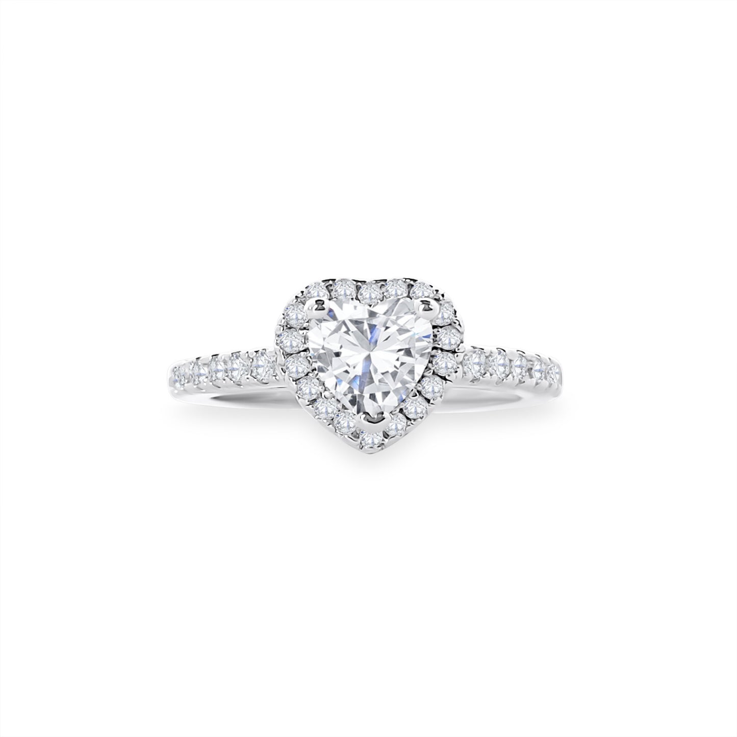 0.9ct ハローラブ ハート ハーフダイヤモンド エンゲージメント リング