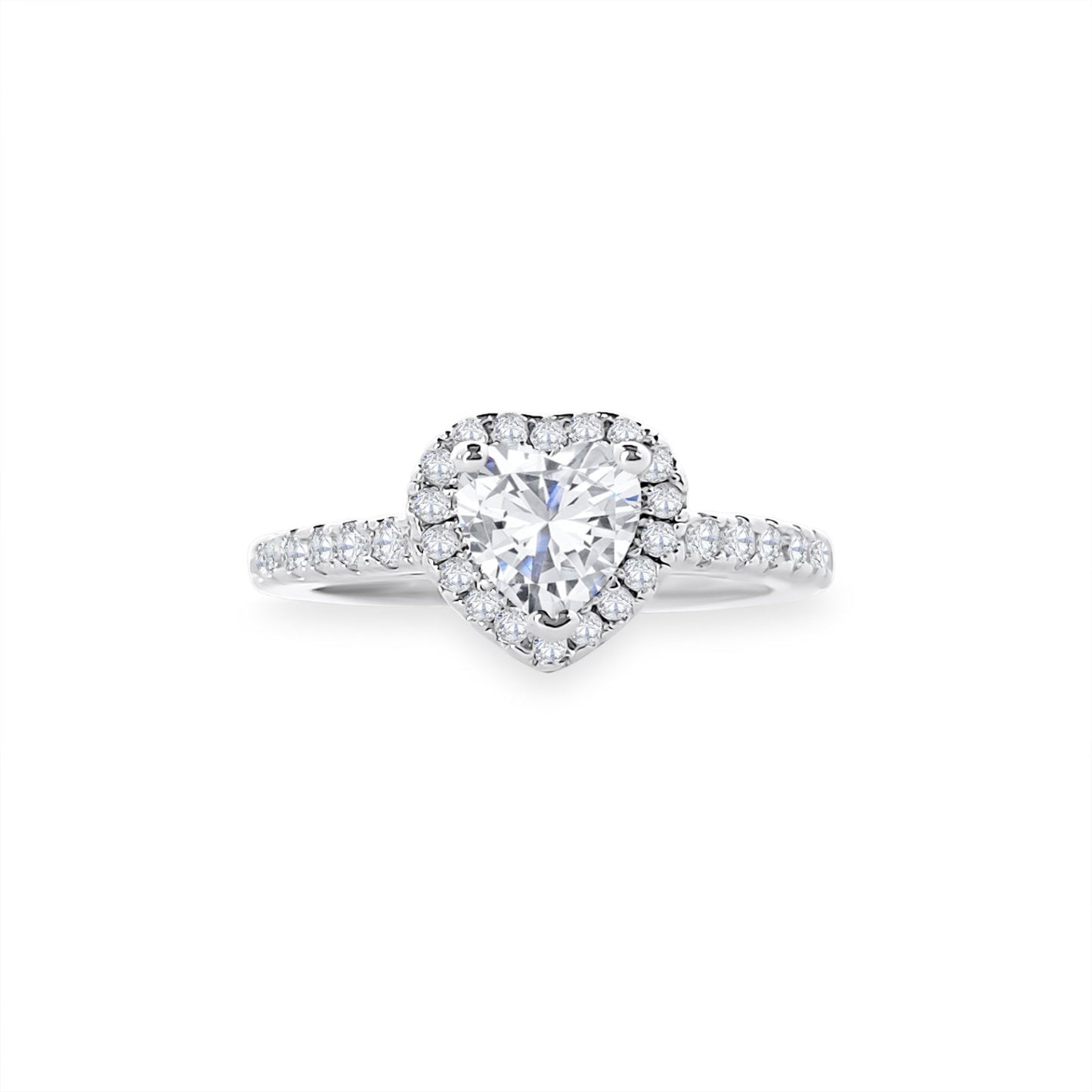 0.9ct ハローラブ ハート ハーフダイヤモンド エンゲージメント リング