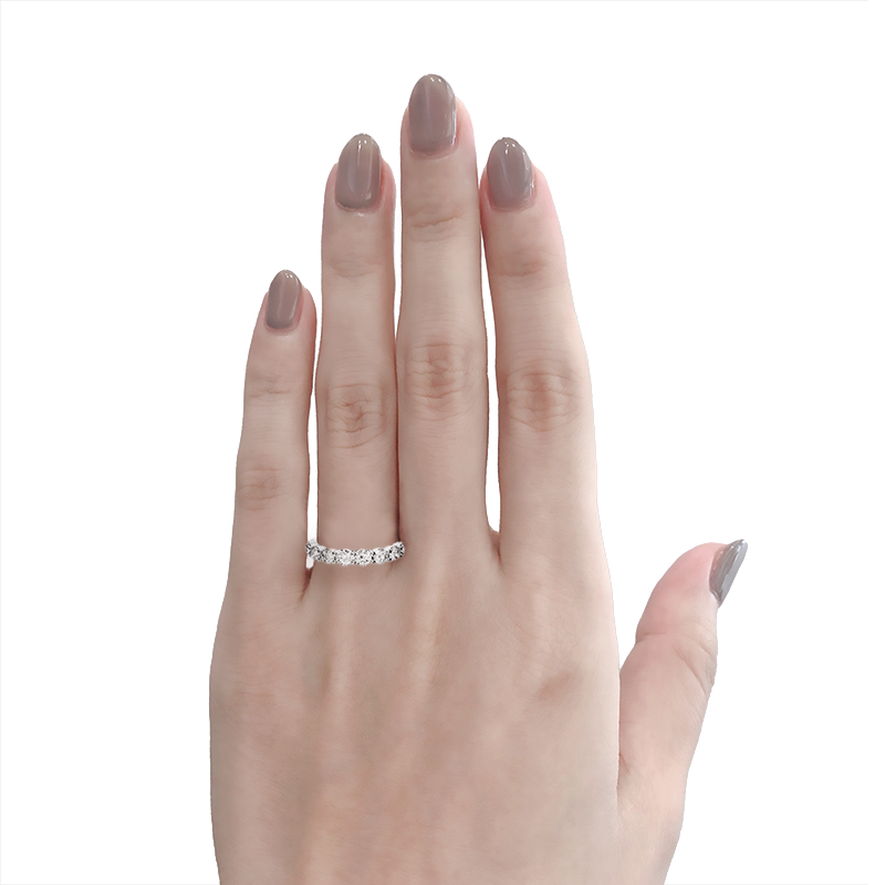 1ct プロング ラウンド ハーフダイヤモンド ウェディングバンド